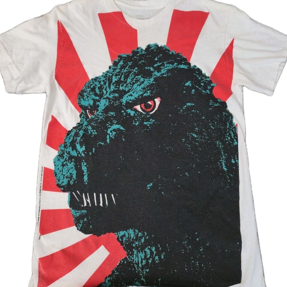 Vintage 2008 Godzilla Rising Sun Tee Shirt Size Small White Retro Impact Merch